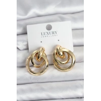 Gold Renk Halka Model Pirinç Kadın Küpe