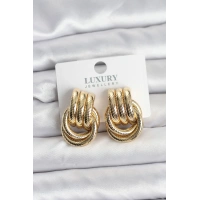 Gold Renk Halka Modelli Pirinç Kadın Küpe