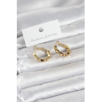Gold Renk Kare Halka Model Kadın Küpe