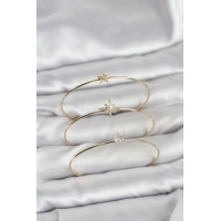 Gold Renk Kutup Yıldızı Model Zirkon Taşlı 3lü Kadın Bileklik Kombini