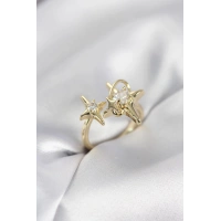 Gold Renk Kutup Yıldızı Model Zirkon Taşlı Kadın Yüzük