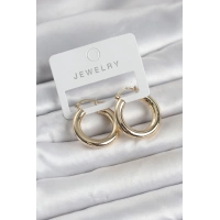 Gold Renk Pirinç Halka 25 mm Kadın Küpe