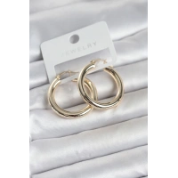Gold Renk Pirinç Halka 30 mm Kadın Küpe