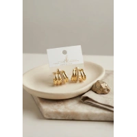 Gold Renk Pirinç Kafes Model Halka Küpe