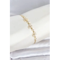 Gold Renk Pirinç Kelebek Model Asansörlü Model Kadın Bileklik