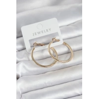 Gold Renk Pirinç Köşeli Kenar Halka 32 mm Kadın Küpe