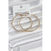 Gold Renk Pirinç Köşeli Kenar Halka 54 mm Kadın Küpe