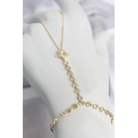 Gold Renk Pirinç Lazerli Yıldız Model Zirkon Taşlı Şahmeran