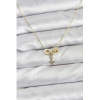 Gold Renk Pirinç Minimal Charmlı Kadın Kolye