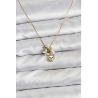 Gold Renk Pirinç Minimal Kelebek Charmlı Kadın Kolye