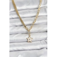 Gold Renk Pirinç Yıldız Model Kadın Kolye