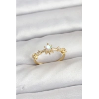 Gold Renk Pirinç Yıldız Model Kadın Yüzük