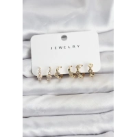 Gold Renk Pirinç Yıldız Modelli Kadın Küpe Seti