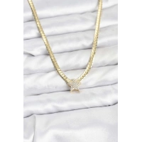 Gold Renk Pirinç Yıldız Zirkon Taşlı Kadın Kolye