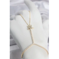 Gold Renk Pirinç Zirkon Taşlı Deniz Yıldızı Model Şahmeran