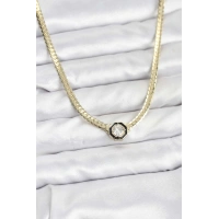 Gold Renk Pirinç Zirkon Taşlı Kadın Kolye