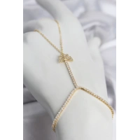 Gold Renk Pirinç Zirkon Taşlı Kelebek Model Şahmeran