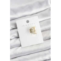 Gold Renk Pirinç Zirkon Taşlı Kıkırdak Earcuff Küpe