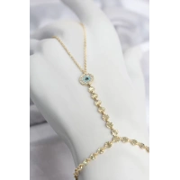 Gold Renk Pirinç Zirkon Taşlı Nazar Model Şahmeran