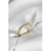 Gold Renk Sıralı Zirkon Taşlı Model Kadın Yüzük