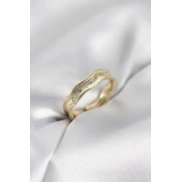 Gold Renk Su Damlası Model Zirkon Taşlı Kadın Yüzük