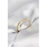 Gold Renk Yılan Kuyruk Model Zirkon Taşlı Kadın Yüzük
