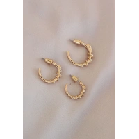 Gold Renk Yılan Model Metal Küpe Seti
