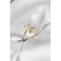 Gold Renk Yılan Model Zirkon Taşlı Kadın Yüzük