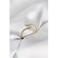 Gold Renk Yılan Model Zirkon Taşlı Kadın Yüzük