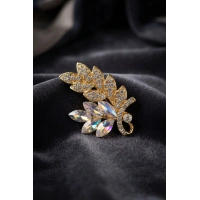 Gold Renk Zirkon Taşlı Başak Model Broş