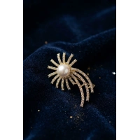 Gold Renk Zirkon Taşlı Halley Model Broş