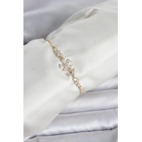 Gold Renk Zirkon Taşlı Papatya Model Asansörlü Kadın Bileklik