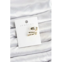 Gold Renk Zirkon Taşlı Pirinç Kıkırdak Küpe