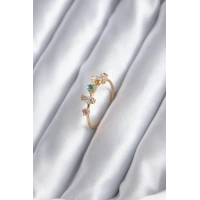 Gold Renk Zirkon Taşlı Renkli Zirkon Taşlı Kadın Yüzük