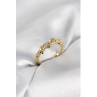 Gold Renk Zirkon Taşlı Sarmal Yılan Model Kadın Yüzük