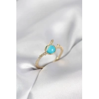 Gold Renk Zirkon Taşlı Satürn Model Kadın Yüzük