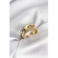 Gold Renk Zirkon Taşlı Vintage Kadın Yüzük