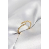 Gold Renk Zirkon Taşlı Yılan Tarz Kadın Yüzük