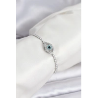 Göz Model Zirkon Taşlı Gümüş Renk Asansörlü Su Yolu Bileklik