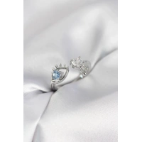 Gözyaşı Model Gümüş Renk Zirkon Taşlı Kadın Yüzük