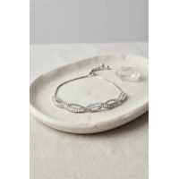 Gümüş Renk Baget Zirkon Taşlı Sarmal Model Pirinç Asansör Bileklik