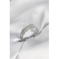 Gümüş Renk Başak Model Zirkon Taşlı Kadın Yüzük