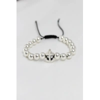 Gümüş Renk Çapa Figürlü Asansörlü Erkek Bileklik