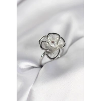 Gümüş Renk Çiçek Model Vintage Kadın Yüzük