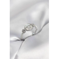 Gümüş Renk Daire Form Sedef ve Zirkon Taşlı Kadın Yüzük