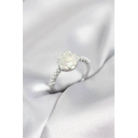 Gümüş Renk Gül Model İncili Kadın Yüzük