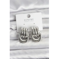 Gümüş Renk Halka Modelli Pirinç Kadın Küpe