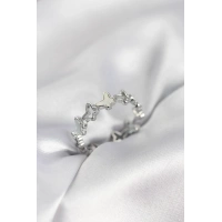 Gümüş Renk Kelebek Model Pirinç Kadın Yüzük