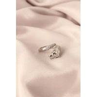 Gümüş Renk Metal Zirkon Taşlı Kaplan Model Ayarlanabilir Kadın Yüzük