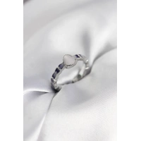 Gümüş Renk Mineli Su Kabağı Model Kadın Yüzük